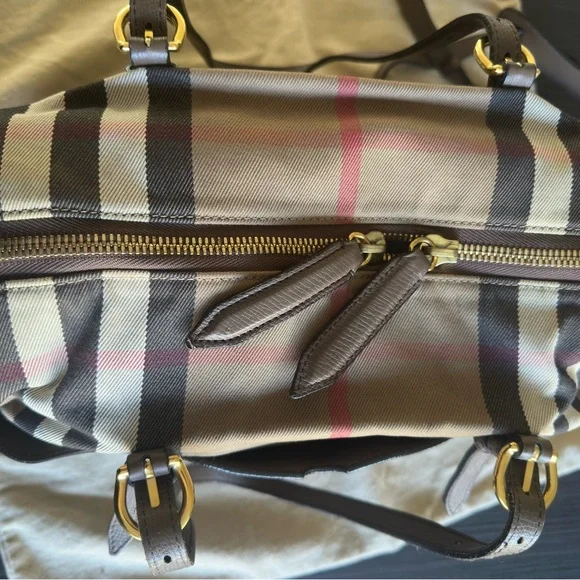 Burberry leather and canvas Tan and Brown - Grey Shoulder / Tote Bag - Picture 11 of 12